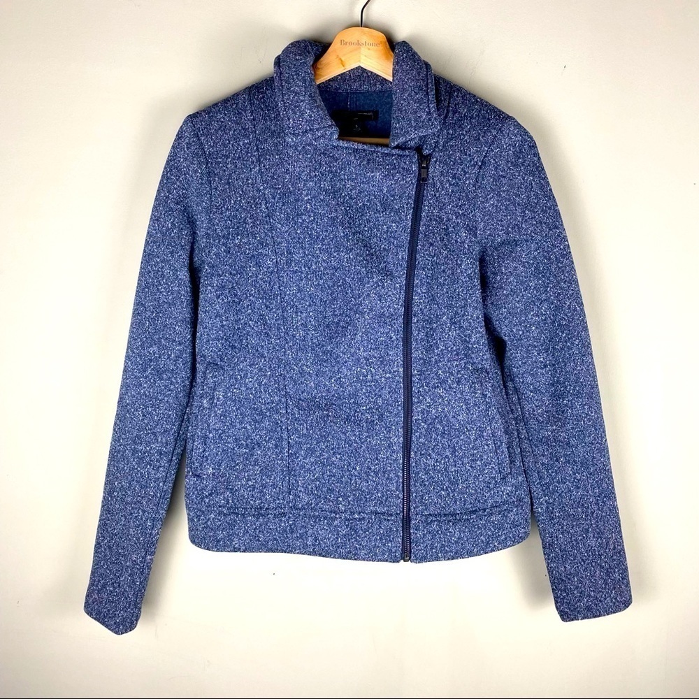 Banana‎ Republic: Moto Sweater Tweed Jacket Off Center Zipper Full Zip Up Small